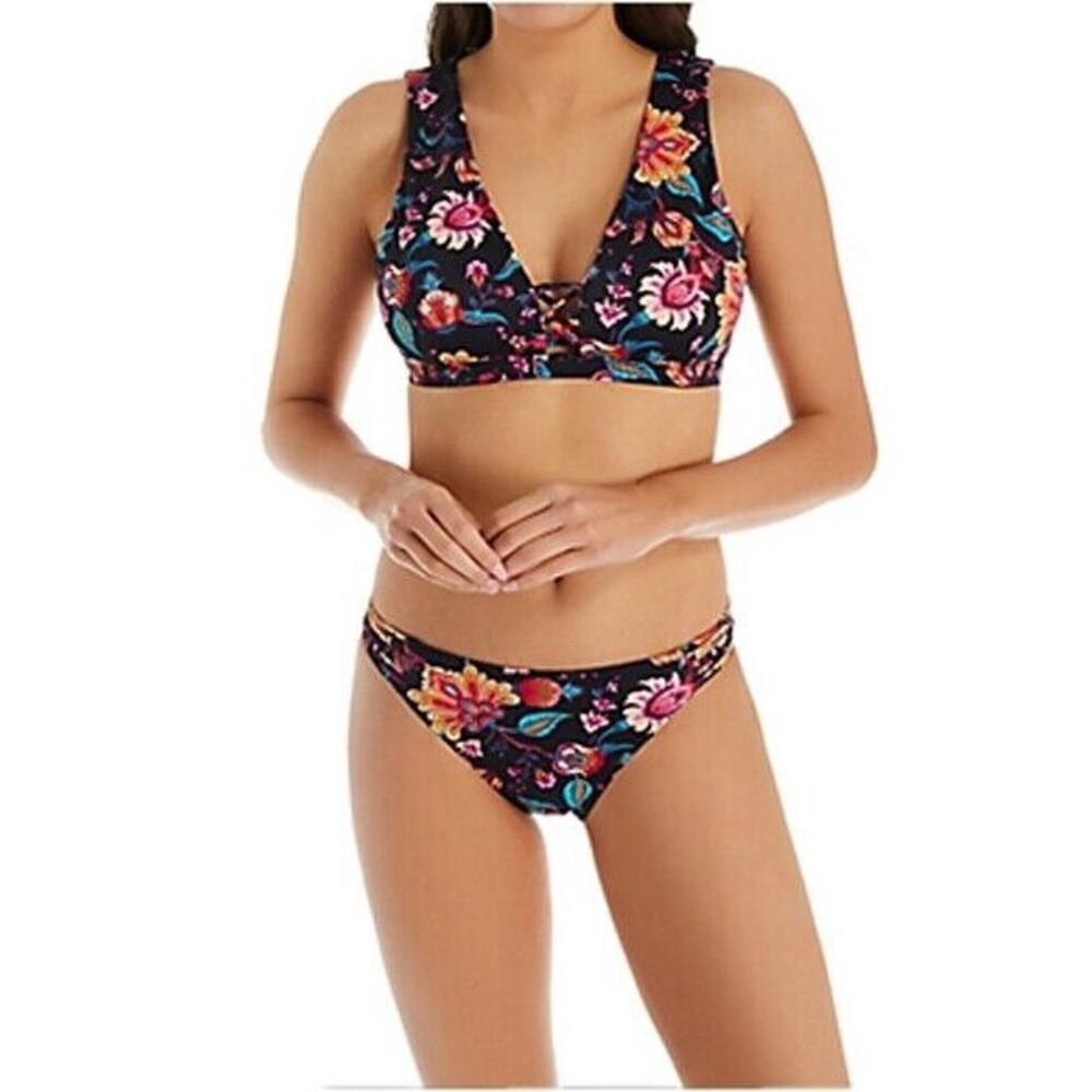 NWT NANETTE LEPORE bikini swimsuit 6 bathing suit floral strappy designer 2 pc